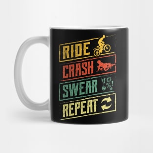 Ride Crash Swear Repeat Mountain Bike Mug